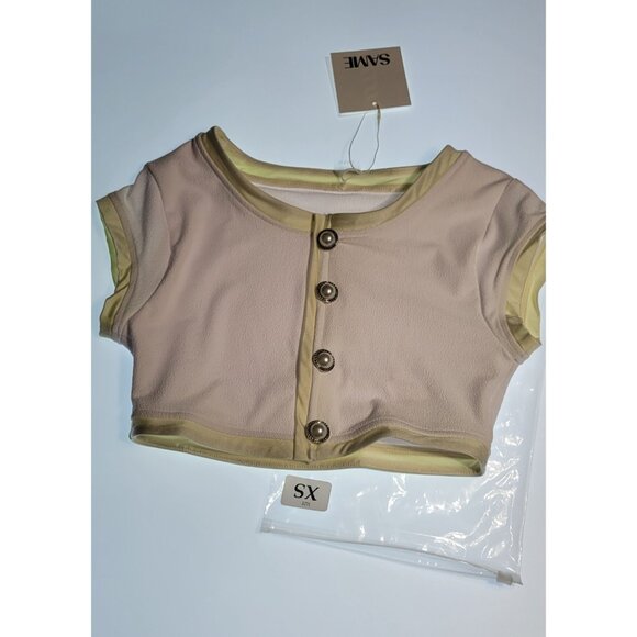 SAME Los Angeles Top  Swim Womens The Grace Solid Size Xsmall Beige Faux Suede